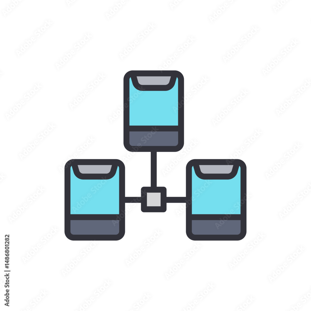 Poster network infrastructure connection system with central hub and data centers
