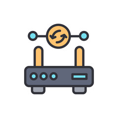 Stylized Wireless Router Symbolizing Network Connectivity And Data Transfer