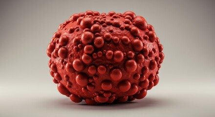 Textured sphere featuring abundant raised nodes, rendered in crimson hues