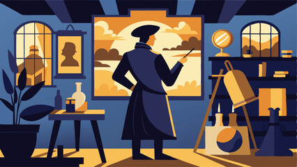 Archaic Silhouette of a Renaissance Artist with Palette and Brush