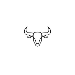 Black isolated cartoon icon design template featuring a cute bull illustration