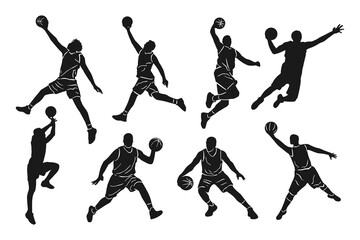 silhouette a man play basketball collection simple design