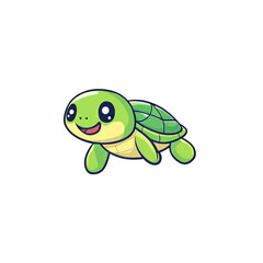 Fototapeta premium Modern cartoon illustration of a cute turtle practicing yoga, presented as a premium modern icon with a flat style