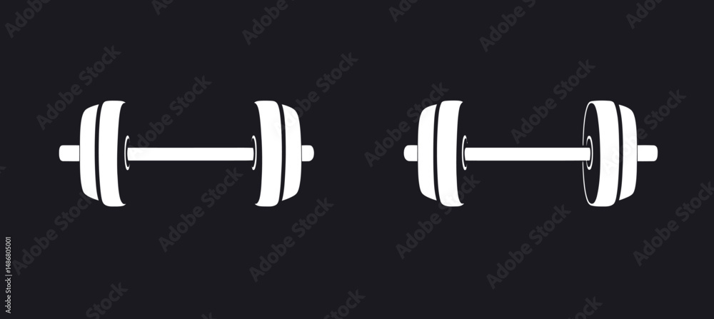 Poster a strength line icon is available in both white and black colors, as part of a strength collection f