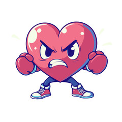 Modern science sport icon concept featuring cute love boxing cartoon illustration in isolated flat design
