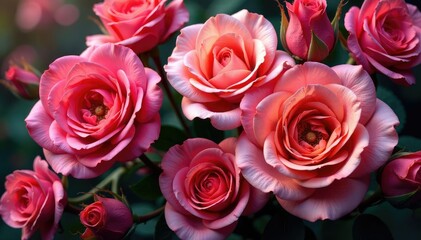 Obraz premium Intricate blooming roses, densely packed, vibrant hues, bloom, repeat
