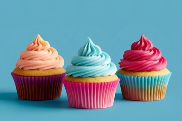 cupcake with frosting isolated on solid background