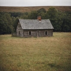 Fototapeta premium Quiet Cabin in Vast Field