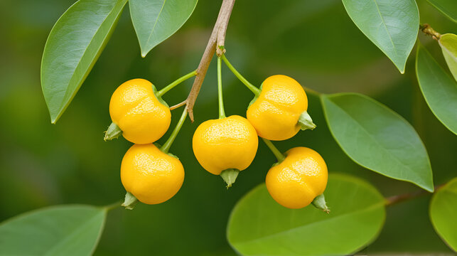 Limonia or Feronia limonia (L.) Swingle fruits on natural background.