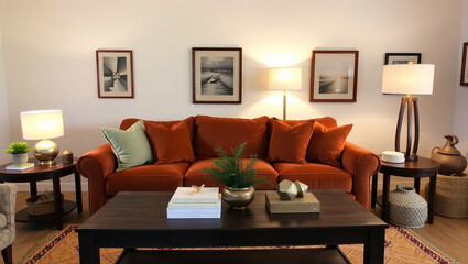 modern living room with fireplace