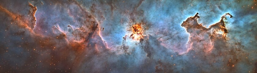 Obraz premium Detailed view of a cosmic nebula's swirling formations.