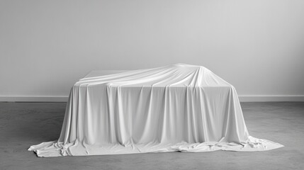 White sheet covering rectangular object smooth texture simple composition