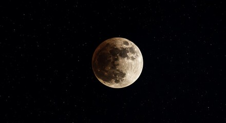 Naklejka premium Full Moon Detailed Lunar Surface with Starry Night Sky Backdrop Explore Lunar Mysteries and Celestial Beauty Capture the Majestic Moon and Its Surface Features for Education