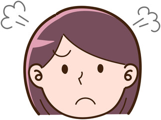 シンプルな手描きの怒っている女性のイラスト
