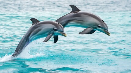 Dolphins jumping in ocean