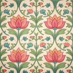 Symmetrical Floral Pattern with Pastel Colors