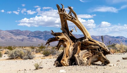Ancient Desert Tree in Mountainous Landscape