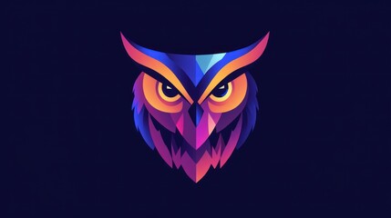 A Colorful Owl Head Presented Against a Dark Blue Background