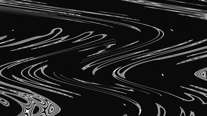 flowing curve glowing shape with noise or digital canvas texture on metallic abstract black background