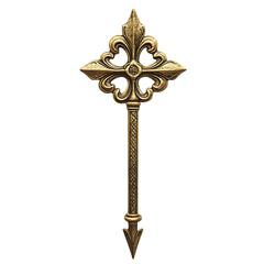 A Gilded Arrow with Gothic Quatrefoils Medieval Cat Isolated on Transparent Background