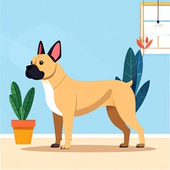 French Bulldog in flat design theme