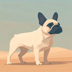 French Bulldog in flat design theme