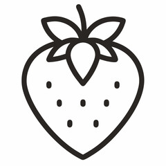 Strawberry black line art icon on white background.