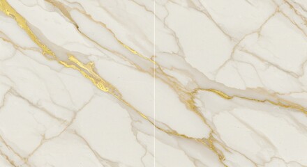 Elegant marble slab background showcasing a luxurious aesthetic with prominent golden veining on a pale surface, exuding opulence and class.