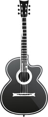 Obraz premium Stylish black acoustic guitar with elegant contours and detailing.