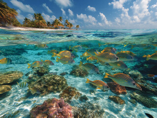 Explore Vivid Ocean Scenery: Underwater Photography of Diverse Coral Reefs and Marine Life in Tropical Paradise