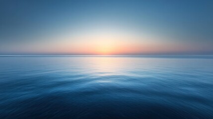 Fototapeta premium Serene ocean sunrise calm waters peaceful horizon soft light