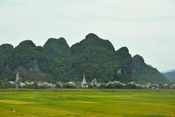 Tropical landscape near Phong Nha, Vietnam During haze season