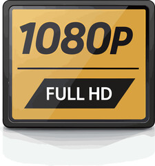 Fototapeta premium Stylish 1080p Full HD display sign on a reflective surface.