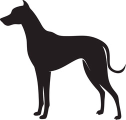 Obraz premium Silhouette of a graceful dog standing proudly against a white background.