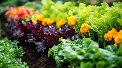 Vibrant Vegetable Garden Rows: A Symphony of Colors and Freshness