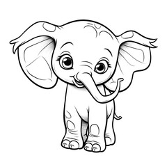 Naklejka premium A cute baby elephant coloring page.
