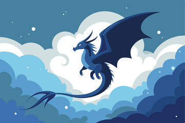 Majestic Dragon Soaring Through Ethereal Cloudscapes