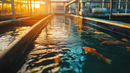 Koi Fish Farm: Golden Hour Serenity