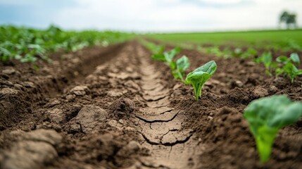 Young Spinach Plants Growing in a Field