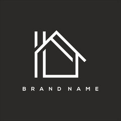 line art minimalist house icon real estate business logo vector
