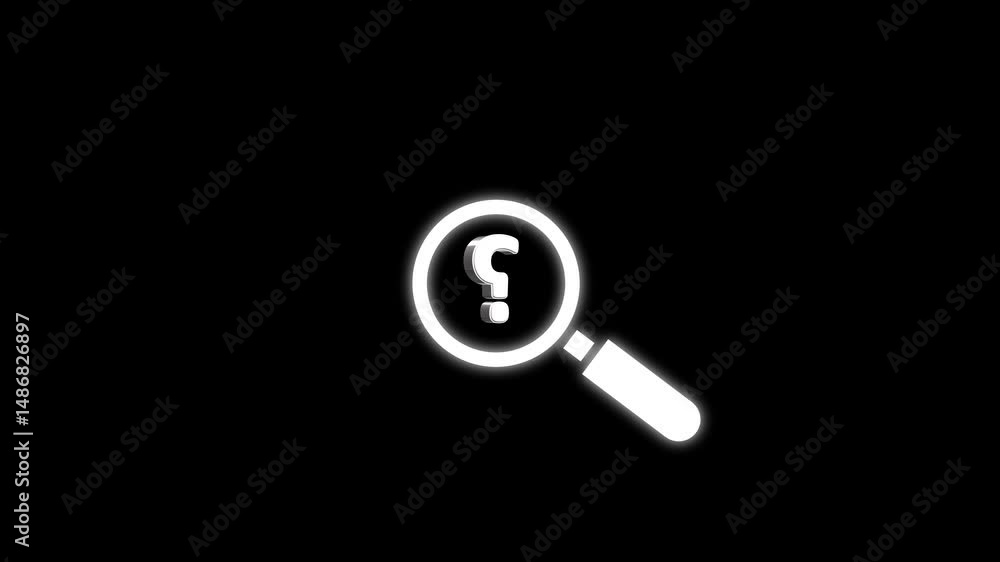 Poster magnifying glass question mark icon isolated .3d question mark icon animation .