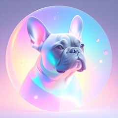 French Bulldog in glassmorphism theme