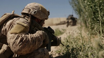 Marine Corps Soldier in Combat Operation