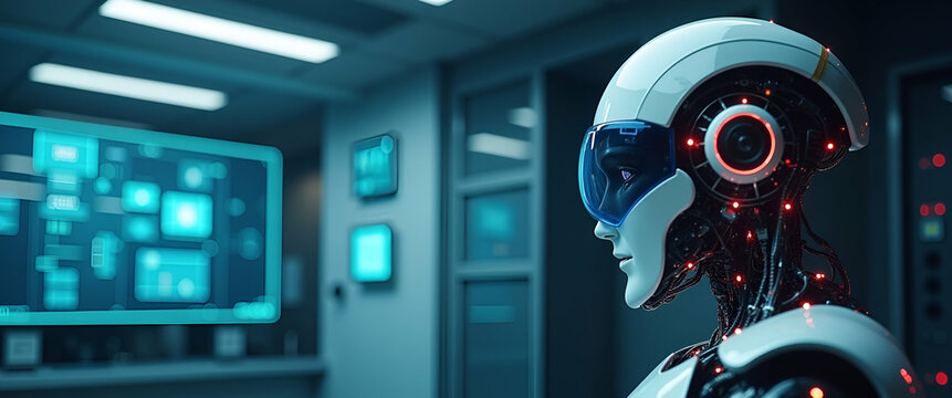 Robotic vision systems use cameras and AI to enable robots to perceive their surroundings allowing them to perform complex tasks such as object recognition and navigation in  Photo Stock  Concept  and