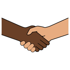 Handshake for deal, business. Partners shaking hands flat color vector illustration template design