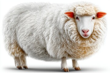 Fluffy Sheep  Farm Animal  White Wool  Isolated  Realistic Render  PNG  High Resolution Im