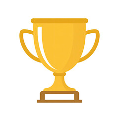 Generic trophy cup illustration on transparent background. Flat vector design of a winning award with a pedestal. Ideal for achievement concepts.