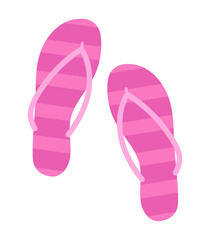 Cute pink striped flip-flops illustration on white background. Fun summer footwear design perfect for vacation themes, stickers, and tropical prints.

