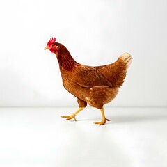 Fototapeta premium reddish brown laying hen isolated on white