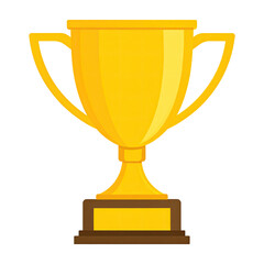 Golden trophy cup illustration with brown base and handle on transparent background. Symbol of achievement and reward.